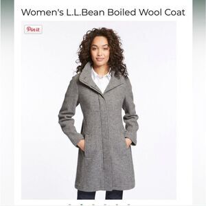 LL Bean Gray Pea Coat Boiled Wool Tailored Design